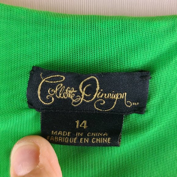 Collette Dinnigan Vibrant Green Pleated Trellis Dress Size 14 - Picture 8 of 11
